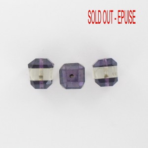 Bead with cut facets, amethyst and crystal 12x10 mm