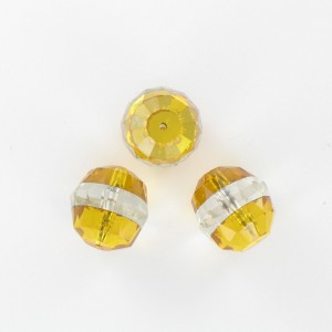 Faceted bead 2 colors, topaz and crystal 14x15 mm