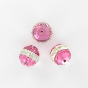 Faceted bead 2 colors, rose and crystal 14x15 mm
