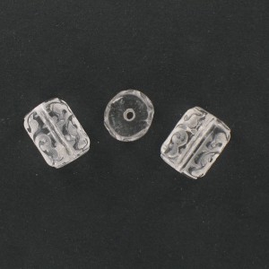 Cylinder bead with embossed patterns, crystal 14x11 mm