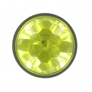 Round olivine cabochon with facets, 20 mm