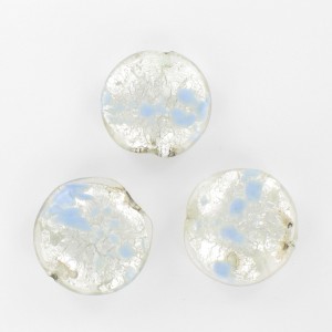 Flattened bead with silver sheet, crystal blue 20 mm