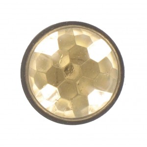 Round smoked topaz cabochon with facets, 20 mm