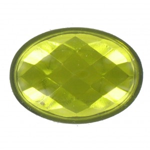 Oval olivine cabochon with facets 25x18 mm