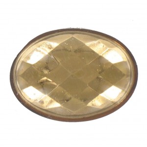 Oval smoked topaz cabochon with facets 25x18 mm