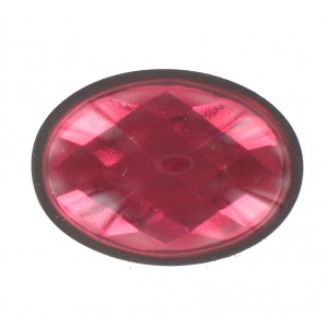 Oval fuchsia cabochon with facets 25x18 mm