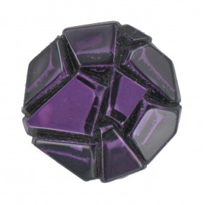 Cabochon with facets, amethyst-black, 30 mm