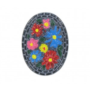 Oval black cabochon 30x22 mm