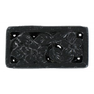 Rectangle ajouré décor floral noir 41x21 mm