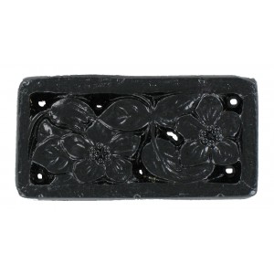 Rectangle with flower motif, black, 41x21 mm
