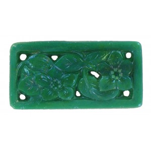 Rectangle ajouré décor floral jade 41x21 mm