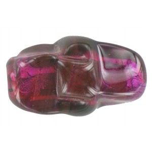 Perle olive volcanique torsadée fuchsia 34x20 mm