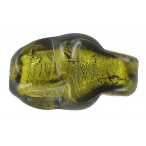 Perle olive volcanique torsadée olivine 34x20 mm