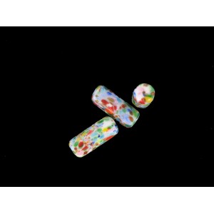 Perle tube mouchetée multicolore 20x9 mm
