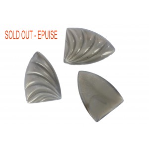 Shell shaped cabochon, grey, 26x18 mm