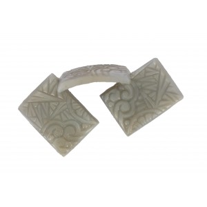 Rectangle curved stone, grey, 25x18 mm