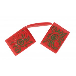 Cabochon rectangle rouge 24x18 mm