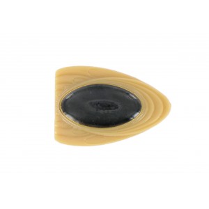 Bulb shaped cabochon, light beige and black, 36x25 mm