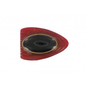 Cabochon bulbe noir et rouge 36x25 mm