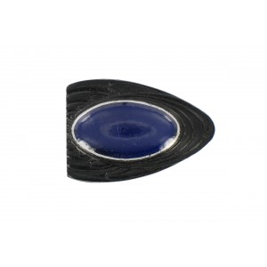 Cabochon bulbe bleu et noir 36x25 mm