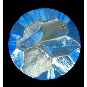 Round "rock" jet AB cabochon 35 mm