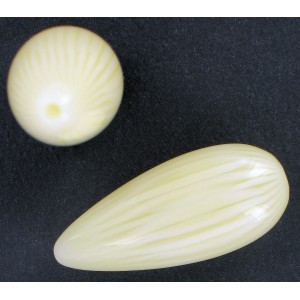 Pear bead, ivory iridescent, 40x18 mm