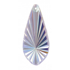 Pendentif poire strié Cristal AB 40x18 mm