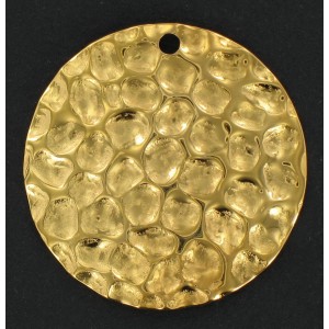 Gilded hammered round sequin 30 mm