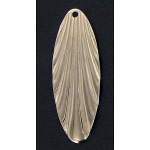 Nickel plated oval corrugated pendant 48x18 mm