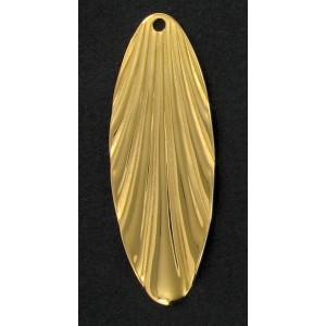 Gilded oval corrugated pendant 48x18 mm