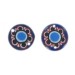 rondelle plate bleu 2 trous décor fleur 13 mm