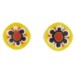rondelle plate jaune 2 trous décor fleur 13 mm