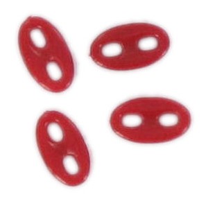 motif ovale plat rouge 2 trous 11x6 mm