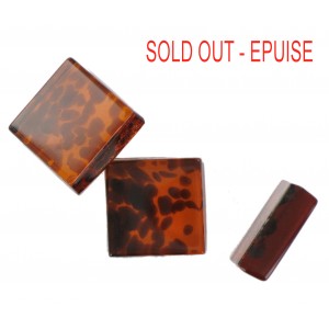 Square cabochon tortoiseshell 16 mm