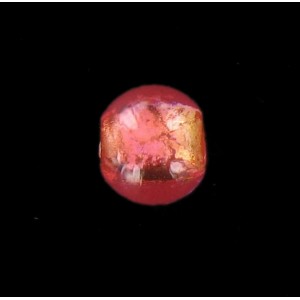 Perle ronde rose sur feuille d'or 8 mm