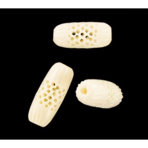 Perforated and striped bone olive 26x11 mm