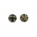 round bead encircled by metal thread black gilt 16 mm