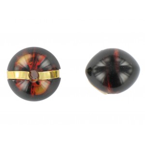 tortoiseshell flattened ball encircled with gilt metal 17x20 mm