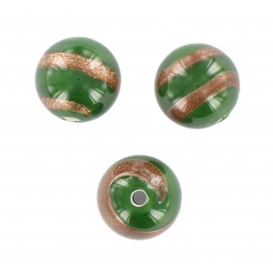 Round bead, green with aventurine 12 mm