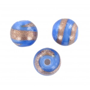 Round bead, blue with aventurine 12 mm