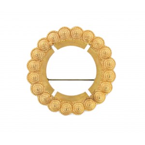 Round brooch frame in brass for stone sizing 40 mm