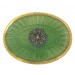 Oval enamelled brass plaque green 73x55 mm