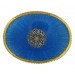 Oval enamelled brass plaque blue 73x55 mm