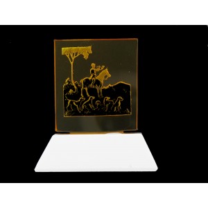 Plaque en verre sur socle, topaze 60x55 mm