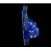 Glass head of dog with flat back foiled, sapphire 42x25 cm