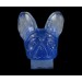 Glass head of dog with flat back foiled, sapphire 42x25 cm