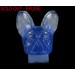 Glass head of dog with flat back foiled, sapphire 42x25 cm