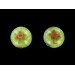 Pendant poire avec fleurs et feuillage, trou borgne, vert 38x18 mm