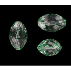Faceted olive bead, crystal emerald 22x15 mm
