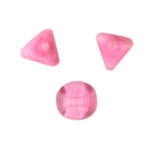 Perle marbrée, 3 faces taillées, rose 13 mm